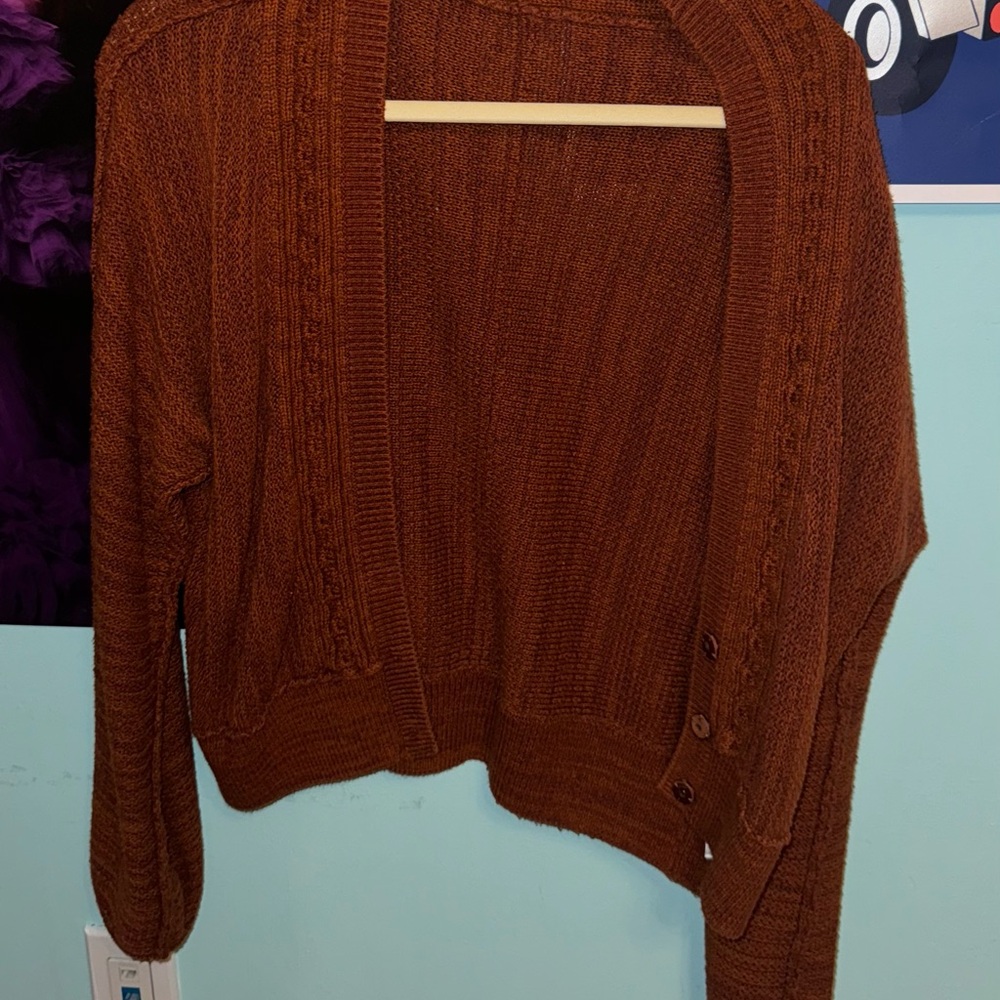 FREE PEOPLE CARDIGAN SWEATER IN RUSTY ORANGE